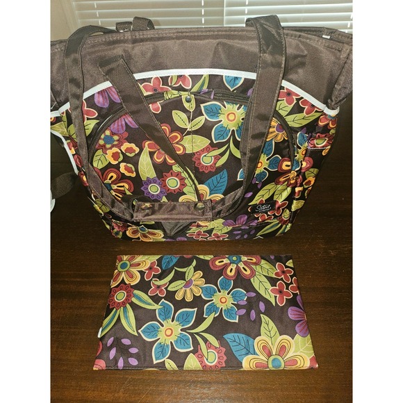 Longaberger‎ Sisters Bliss Baby Diaper Bag w Changing Pad Brown Floral Shower - Picture 7 of 10